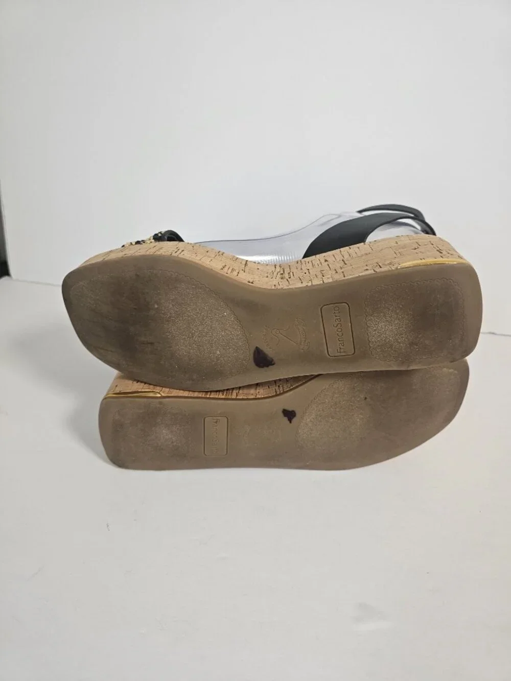 Franco Sarto Sandals Platform Cork Woven Beach Black Tan 9 - Picture 8 of 12